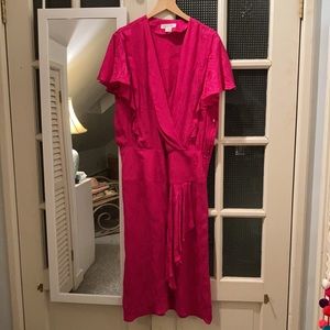 Vintage 1980s silk jacquard ruffle flounce dress